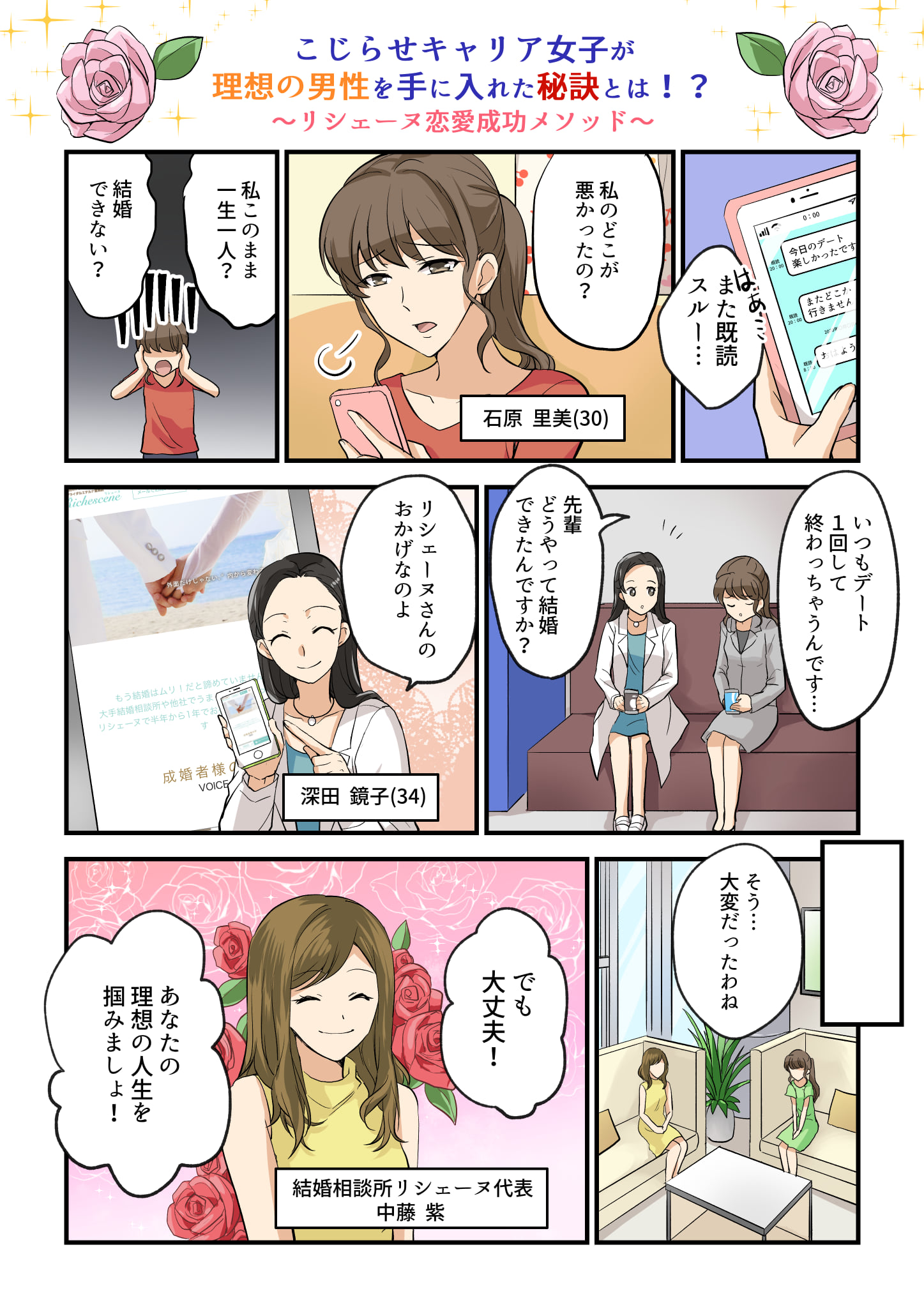 【こじらせキャリア女子が理想の男性を手に入れた秘訣とは！？〜リシェーヌ恋愛誠幸メソッド〜】１P目