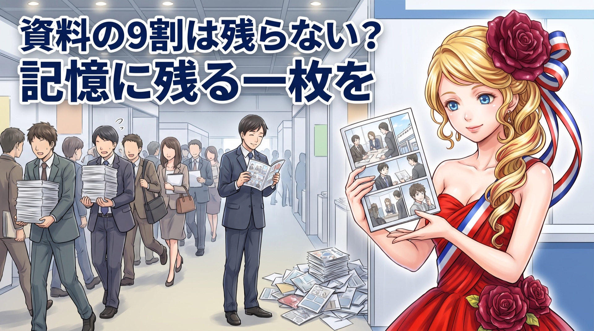 資料の9割は残らない?記憶に残る一枚を。展示会マンガ